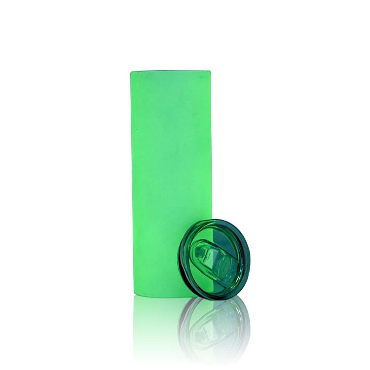 25 pack 20oz Green Glow In the Dark Sublimation Straight Tumbler