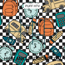 Load image into Gallery viewer, Back to School checkered Puff Heat Transfer Vinyl Sheet
