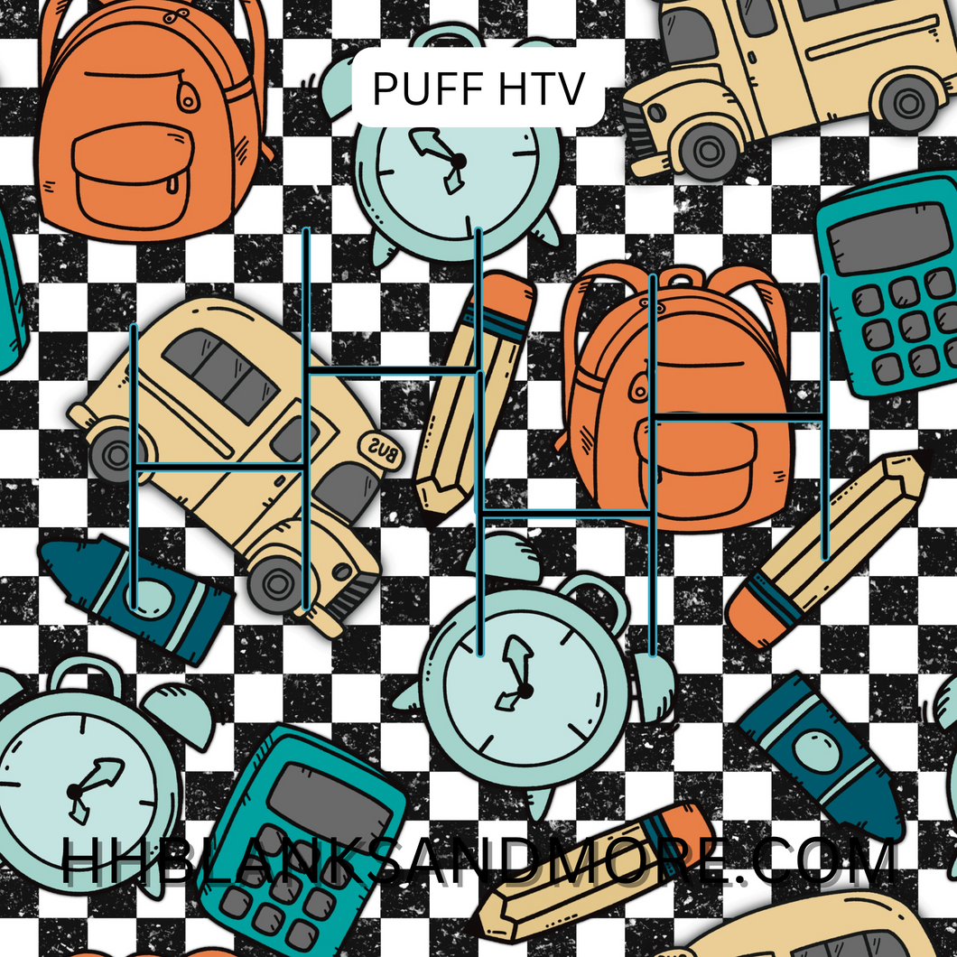 Back to School checkered Puff Heat Transfer Vinyl Sheet