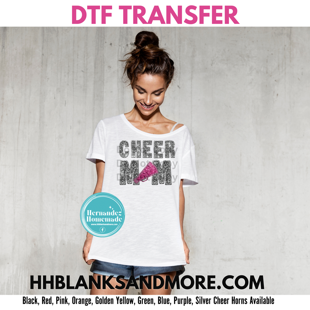 Cheer Mom Silver Sequins DTF Transfer