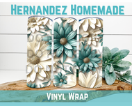 Ivory and Teal Floral Vinyl Pattern