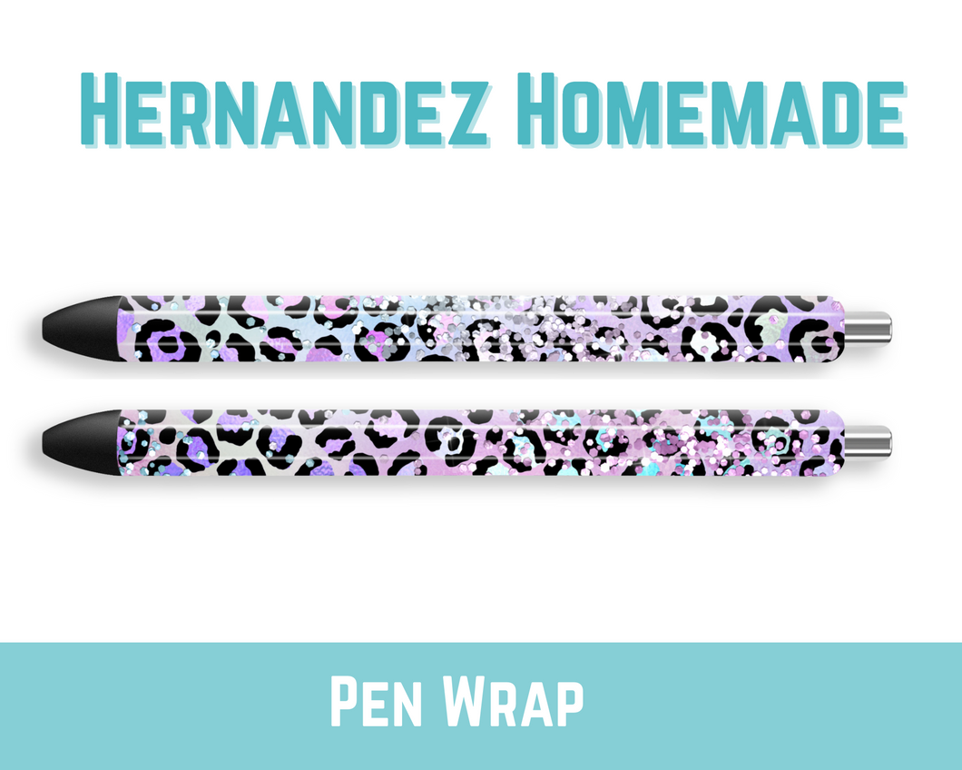 Faux Glitter Purple Cheetah Pen Wrap