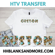 Custom Teal and Cheetah HTV Transfer