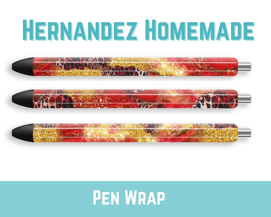 Red and Gold Leopard pen wrap